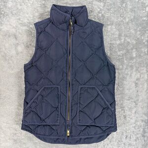 J. Crew Women’s Excursion Quilted Puffer Vest Navy Winter Warm Layering Cozy